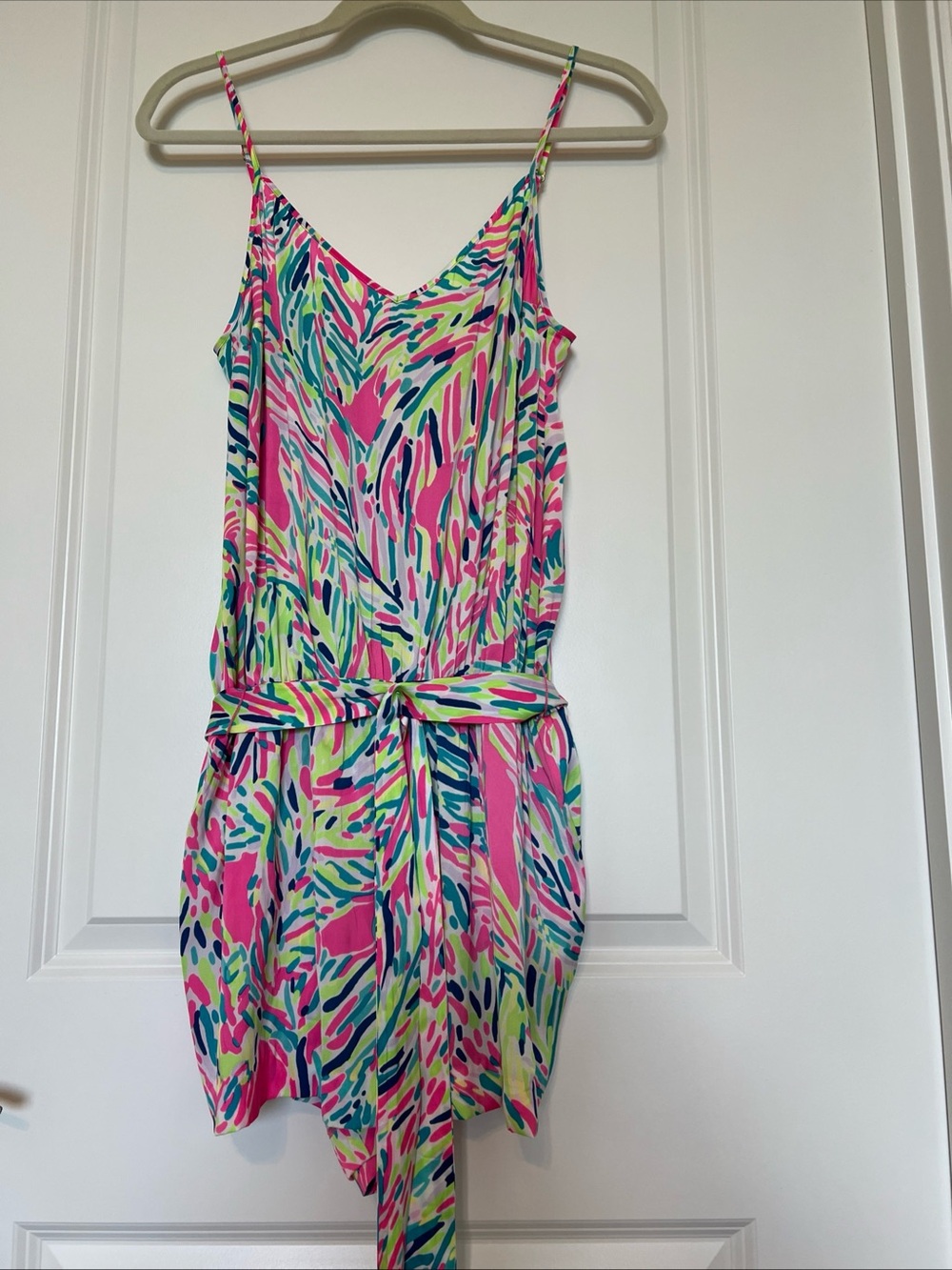 Lilly Pulitzer silky Vibrant Multicolor One-Piece Romper - Pink & Blue sz. M